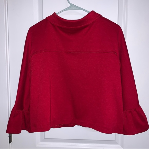 Women’s L New Directions Valentines Red Holiday Cropped 3/4 Sleeve Button Jacket - Picture 8 of 12